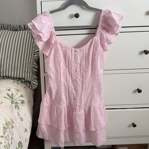 Wild Fable Pink Ruffle Sleeve Top